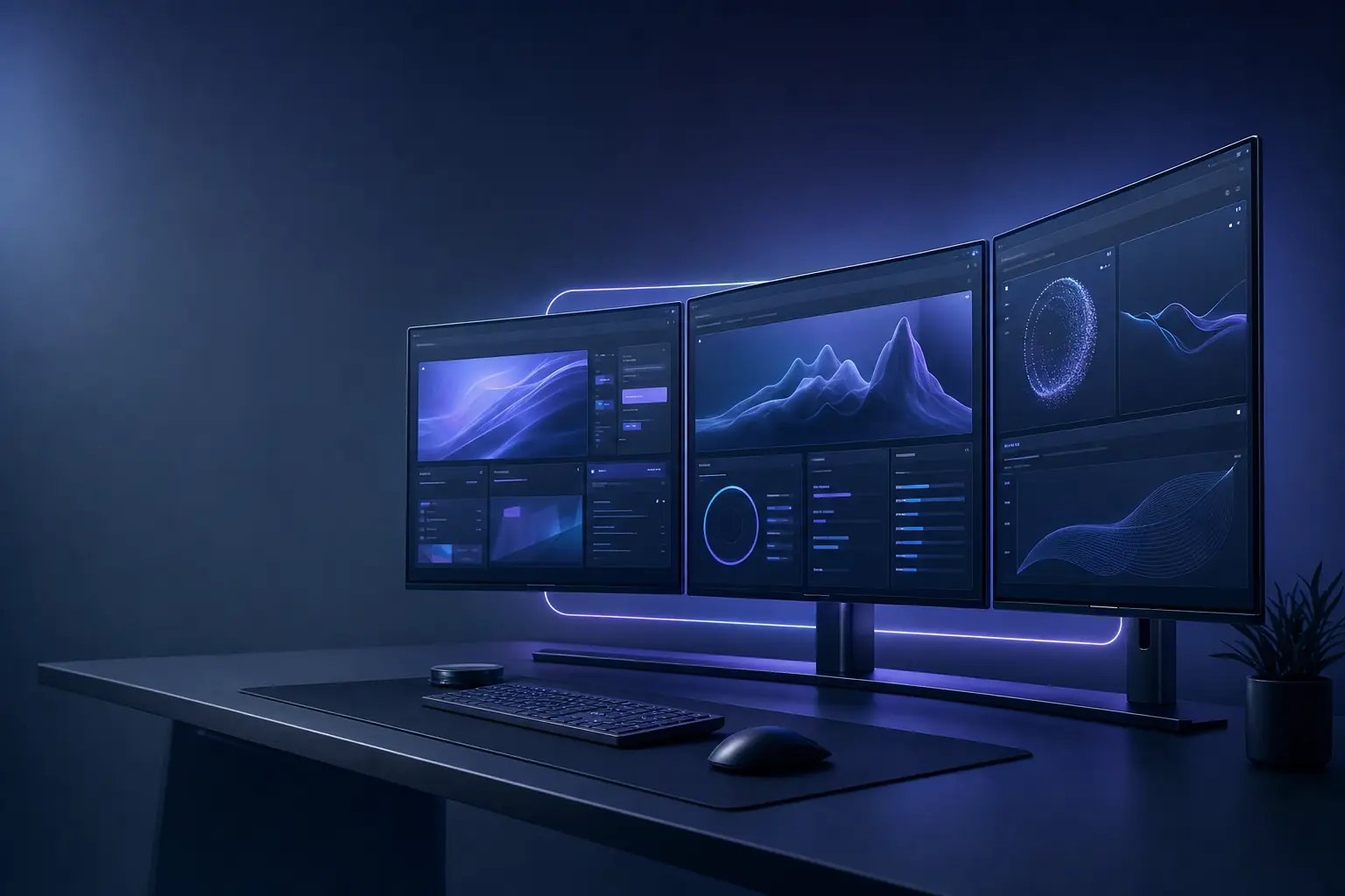 DisplayForge managing a three-monitor desk setup